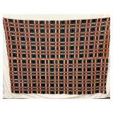 19th Century Red, White, and Blue Wool Coverlet, 64 x 80 Inches