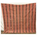 19th Century Overshot Red, White, and Blue Wool Coverlet, 64x84 