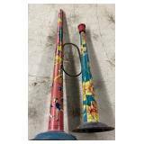Two Early Tin Kids Toy Horns by Atlas Pressed Steel Corporation