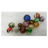 Early Multicolored Glass Marbles with Swirl and Transparent Patterns
