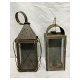 1800s Metal Hanging Lanterns, 11-12 Inches in Height