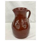 Redware Pitcher by Foltz, Reinholds, PA, Dated 1987