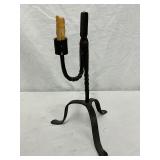  Wrought Iron Rushlight Holder with Candle Holder Attachment, c. 1750