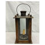 1760-1790 Wooden Lantern ‘Bowet’ with Glass Panels and Metal Top, 6x12 