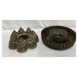 Early 1900s Metal Cake Molds, 7-9 Inches Wide