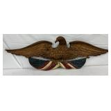 Painted Cast Eagle Wall Plaque with Patriotic Motif, 38in x 12in