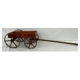 Small Wooden Pony Express Wagon with Iron Wheels, 16in x 8in