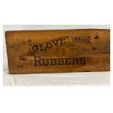 Wooden Advertising Box for ‘Glove’ Brand Rubbers, 28x12 
