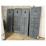 Four Wooden Shutters with Diamond Cutout Design, 21in x 62in