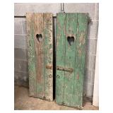 15x48in Wooden Shutters with Heart Cutout