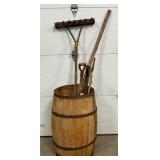 Wooden Barrel Containing Assorted Hand Tools