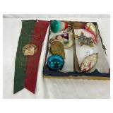 Early 1910 Calendar Banner and Early 1900s Christmas Ornaments
