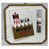 International Harvester Embossed Plastic Thermometer Advertising Anti-Freeze, 14×13.5 Inches