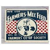 Vintage Farmers-Mix Feed Metal Advertising Sign, 20×15 Inches