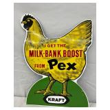 Embossed Metal Die-Cut Advertising Sign, Kraft Milk-Bank Boost, 14in x 19in
