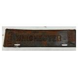 1933 Embossed Winchester Metal License Tag