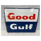 Good Gulf Porcelain Gas Pump Plate, 11 1/2 x 8 1/2 Inches