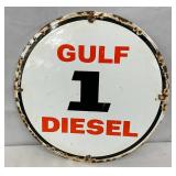 12-Inch Porcelain Gulf Diesel Pump Plate