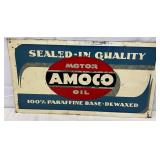 21 1/2 x 11 1/2 Inch Metal Amoco Motor Oil Advertising Sign