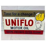17 1/2×10 1/2 Metal Esso Uniflo Motor Oil Sign