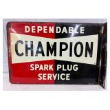 18×12 Champion Spark Plug Service Metal Flange Sign