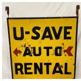 Metal Double-Sided U-Save Auto Rental Sign, 47in x 47in