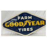 Good Year Farm Tires Metal Convex Sign, 28 x 14 Inches