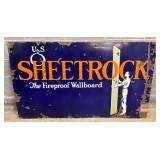 Vintage 3′ x 5′ Porcelain USS Sheetrock Advertising Sign