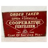 20in x 12in Cooperative Fertilizer Metal Advertising Sign