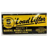 Load Lifter Porc. Sign, 5 Tons, Manning, Maxwell & Moore, 34×15 Inches