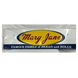 1967 84x24  Mary Jane Emb. Metal Bread and Rolls Advertising Sign, Lynchburg, VA