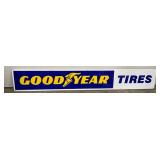 96×14 Goodyear Tires Metal Sign with Wood Frame Back