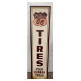 Phillips 66 Vertical Sign with Wooden Frame, 17 x 70 Inches