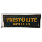 Early Presto-Lite Batteries Metal Sign with Wooden Frame 42 1/2 x 14 1/2