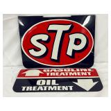 STP Oil Rack Signs  Measuring 15 1/2in x 7in to 11in