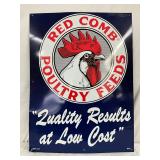 Emb. Red Comb Poultry Feeds Sign, 20in x 27in