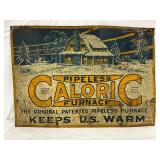 Caloric Pipeless Furnace Emb. Tin Tacker Sign, 13 1/2in x 9 1/2in
