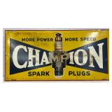 Self-Framed Single-Sided Champion Spark Plugs Metal Sign, 30in x 14in