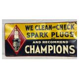 Champion Spark Plugs Single-Sided Metal Sign, 26in x 12in