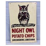 12×18 Night Owl Potato Chips Metal Advertising Sign, Greensboro, Louisiana