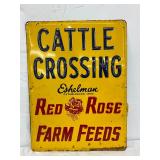 Red Rose Cattle Crossing Sign