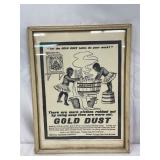 Framed Vintage Gold Dust Washing Powder Advertisement, 10in x 13in