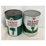 Texaco Outboard Motor Oil Quart Cans With Graphics of Outboard Motors