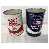 Texaco 15 oz and 16 oz Super Motor Detergent Cans with Product