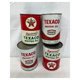 Four Texaco Motor Oil 1 Quart Cans