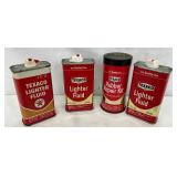 Four Texaco Items: Three 4 oz Lighter Fluid Cans and One Rubber Repair Kit