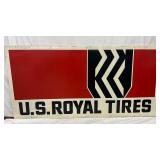 94 1/2″ x 46 1/2″ U.S. Royal Tires Embossed Metal Advertising Sign with Wooden Frame