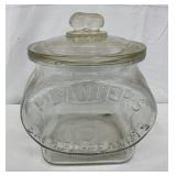 7×8 1/2 Inch Glass Embossed Planters Salted Peanuts Jar with Lid