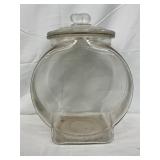 9 1/2 x 13 Inch Embossed Glass Planters Peanuts Jar with Lid