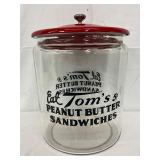 Tom’s 5 Cent Peanut Butter Sandwiches Glass Jar with Red Metal Lid, 9 1/2″ x 12″